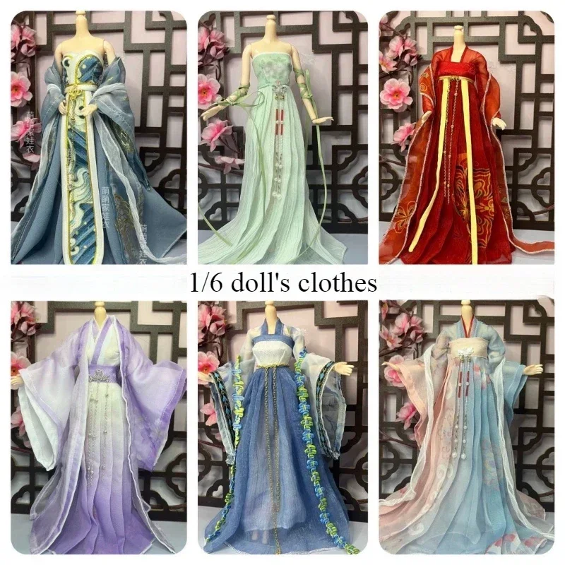 (Customized) 1/6 Doll\'s Clothes for 30cm 12 Inches Female Bjd Doll Diy Girl Toys Hanfu Ancient Dress Doll Accessories, No Doll