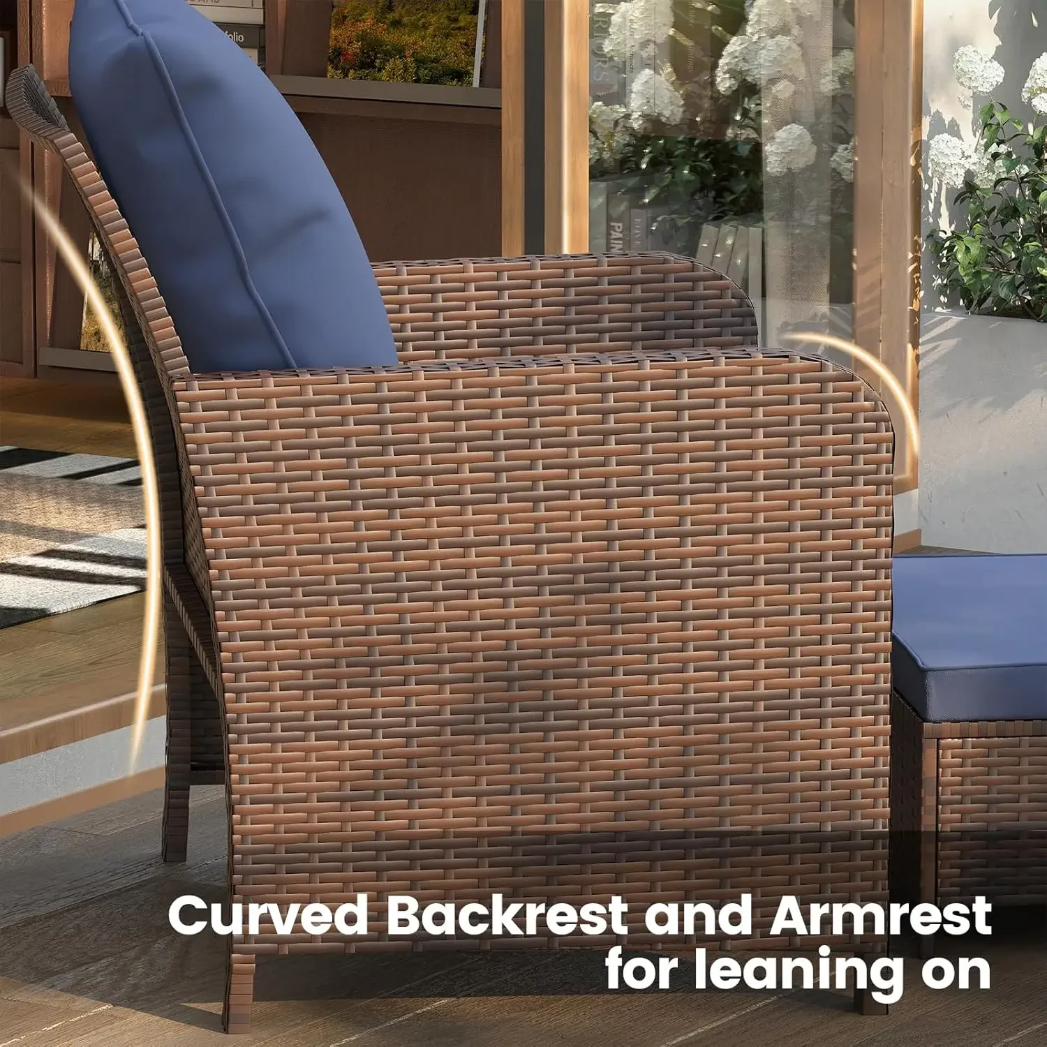 [سعر مخفض، حار بيع! ]كراسي فناء أثاث الشرفة مع مسند مخفي مكون من 5 قطع مجموعة أثاث فناء مع طاولة جانبية لـ