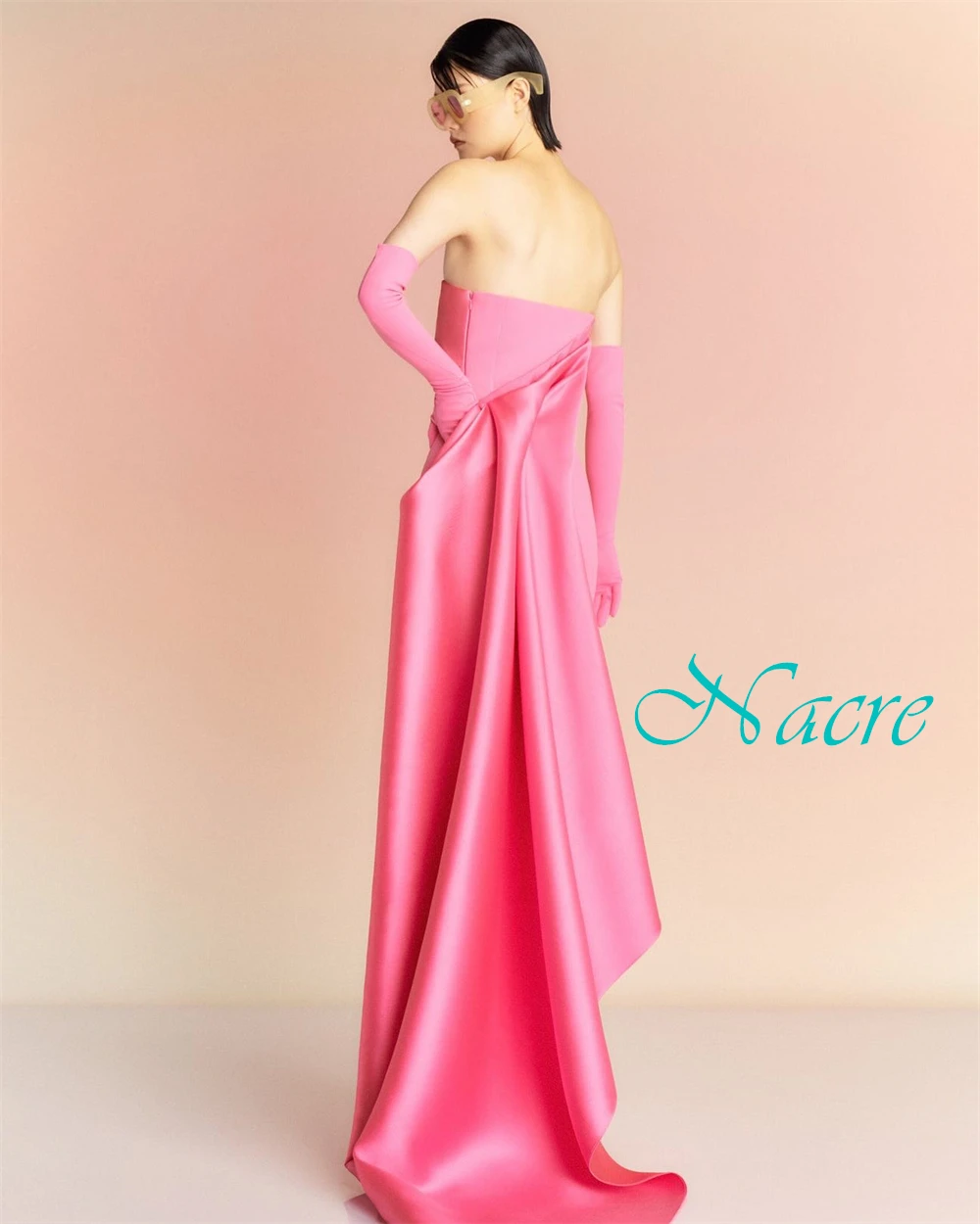 

Customized Fashion Jersey Strapless Evening Dress Delicate Sleeveless Prom Dresses Luxury Sweep Train Special Occasion Gowns
