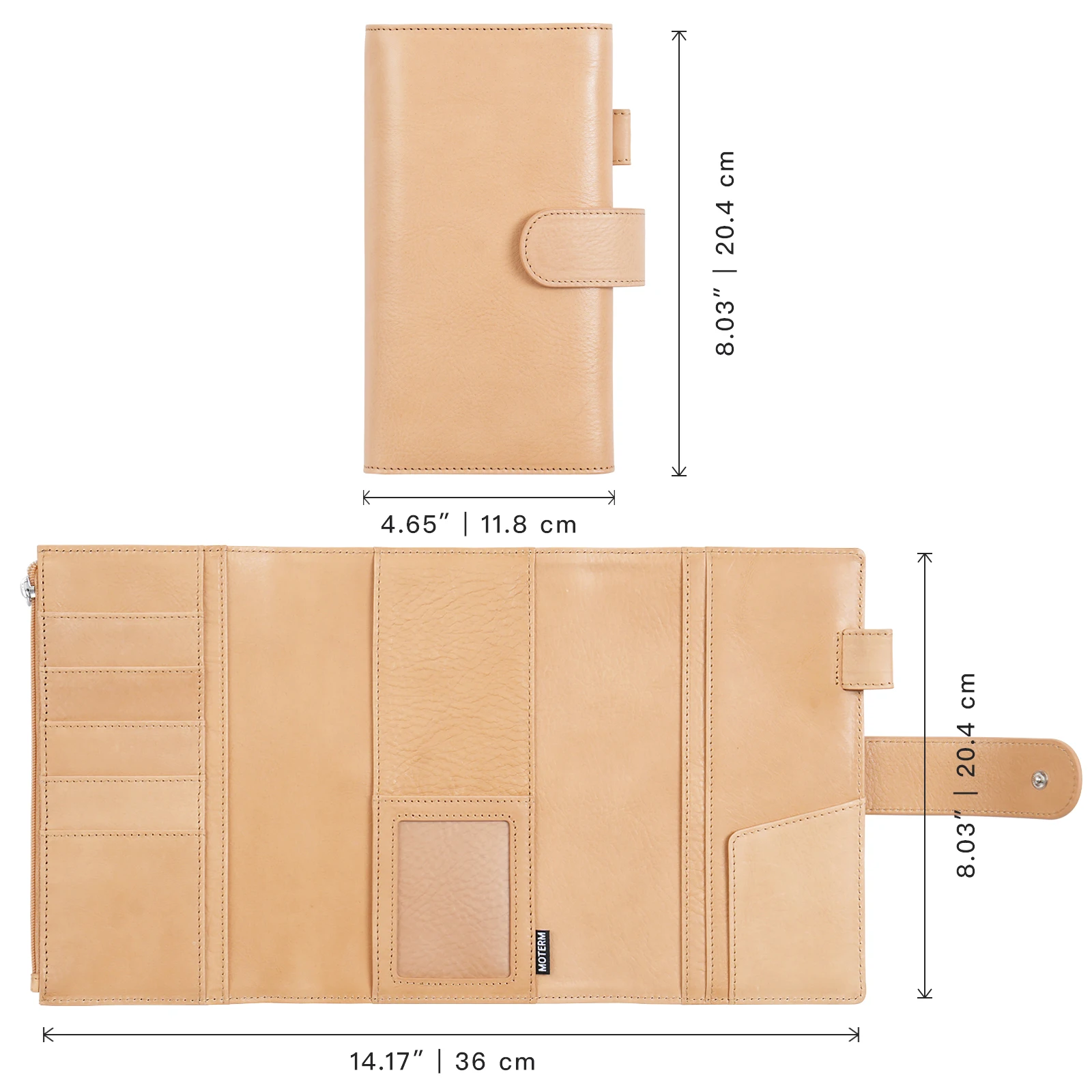 Тройная обложка Moterm Weeks без заднего кармана для блокнота Hobonichi Mega, органайзер-планировщик из кожи растительного дубления, повестка дня