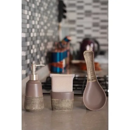 Acar Ceramic Sweet Cizgi Pattern 3'lü Kitchen Set