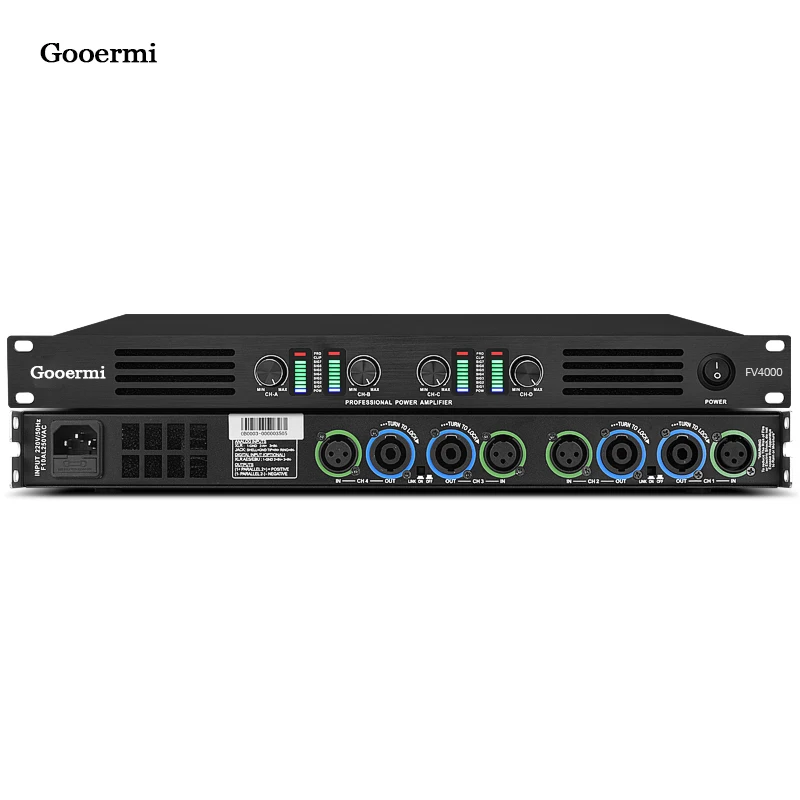 Gooermi FV4000 Professional 4 Channal Digital Power Amplifier With Power Switch Volume Knob For Home Karaoke