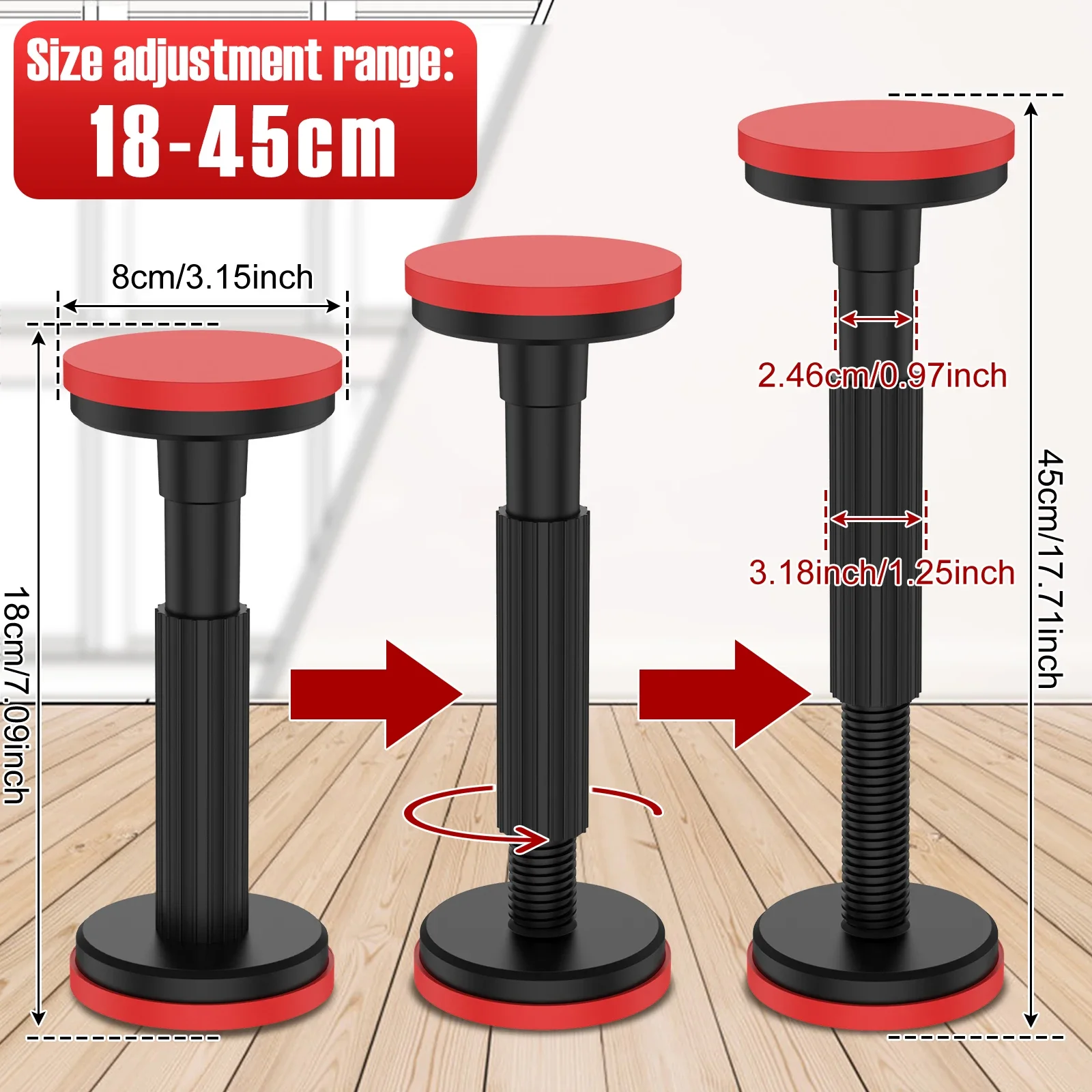 Barra de soporte telescópica, poste de soporte ajustable para gabinete de nailon, capacidad de peso de 200kg, soporte de fregadero de alta dureza, 2