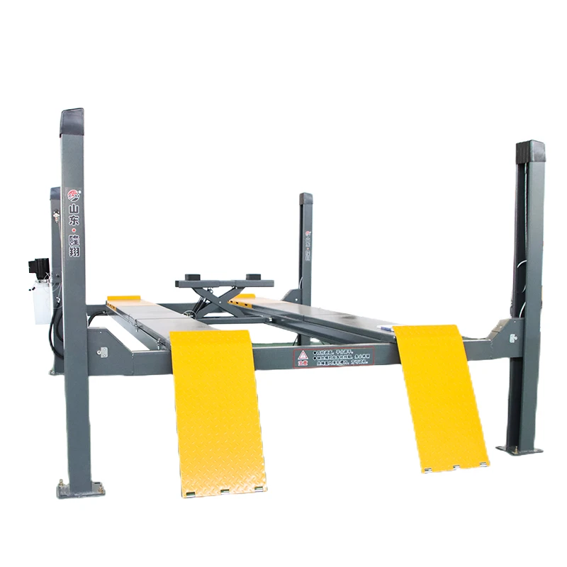 

4-Post Hydraulic Car Lift Movable Secondary Rolling Jack Wheel Alignment 2.2M Auto Workshop Equipment Stylish Four-Post Design