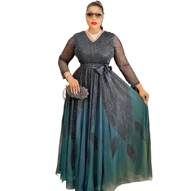 

African Dresses For Women 2025 New Fashion Plus Size Party Dashiki Ankara Wedding Evening Gown Elegant Turkey Muslim Maxi Dress