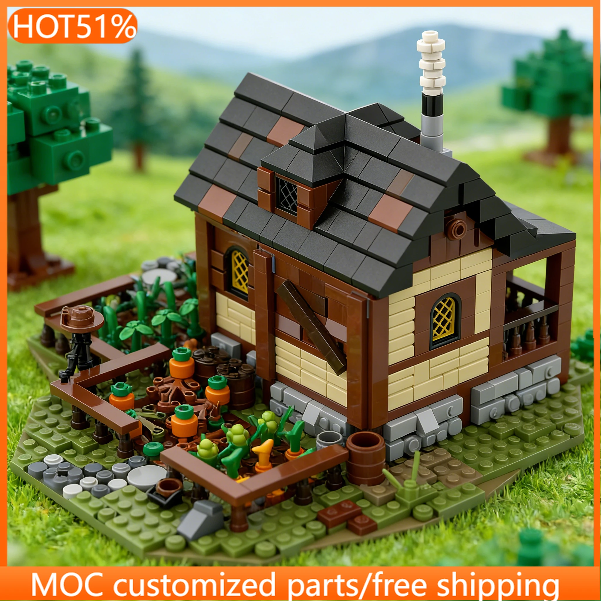 1043 قطعة من مكعبات البناء المخصصة على شكل منزل المزارع، لعبة تعليمية شعبية للأطفال والأولاد، هدية عيد ميلاد