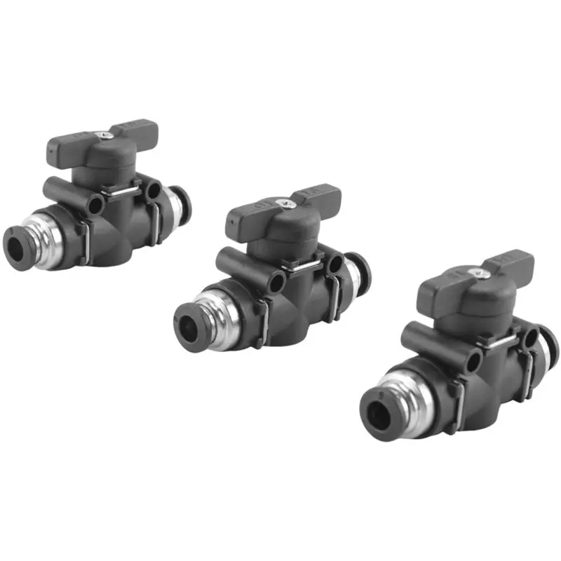 A98E-6Mm Push Connect Valve Ball Valve 6Mm Air Flow Control Valve Quick Connect Valve Tube Fittings 6 Pack