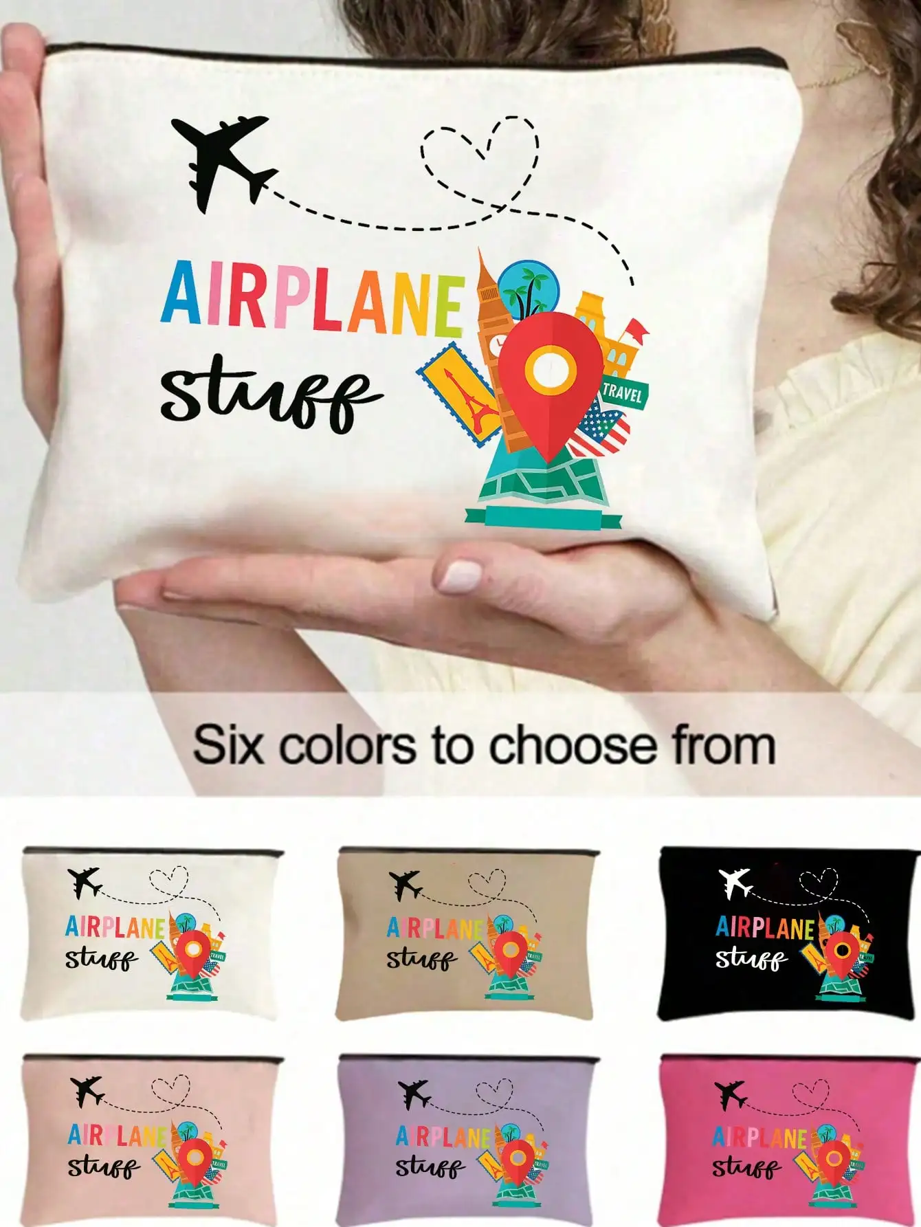Airport Themed Travel Storage Bag Multifunctional Makeup Bag Storage Bag Zipper Wash And Makeup Passport Set - Women's/Men's
