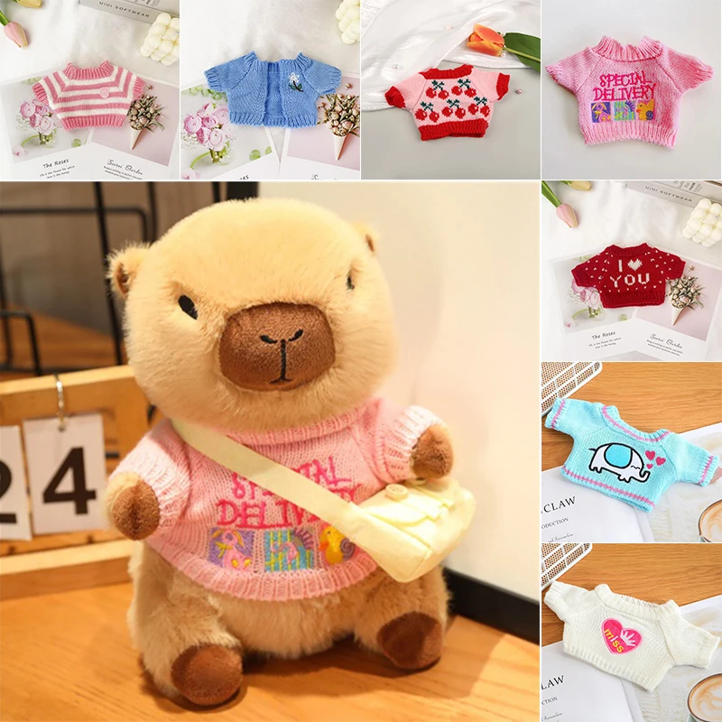 21cm Capybara Plush Toy Change Clothes Dress Up The Doll Simulation Capibara Fluffty Toy Cute Animals Stuffed Doll Toy for Kids