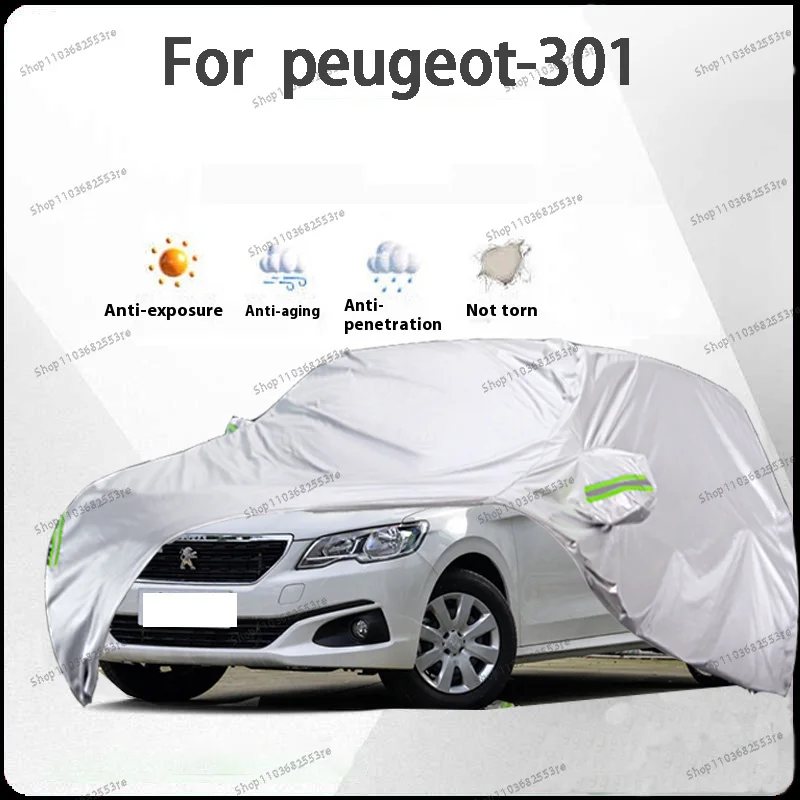 

For Peugeot 301 Fit Car Cover Waterproof Dustproof Sunshade (UV) Snowproof Silve Full Cover with All-Day Protection