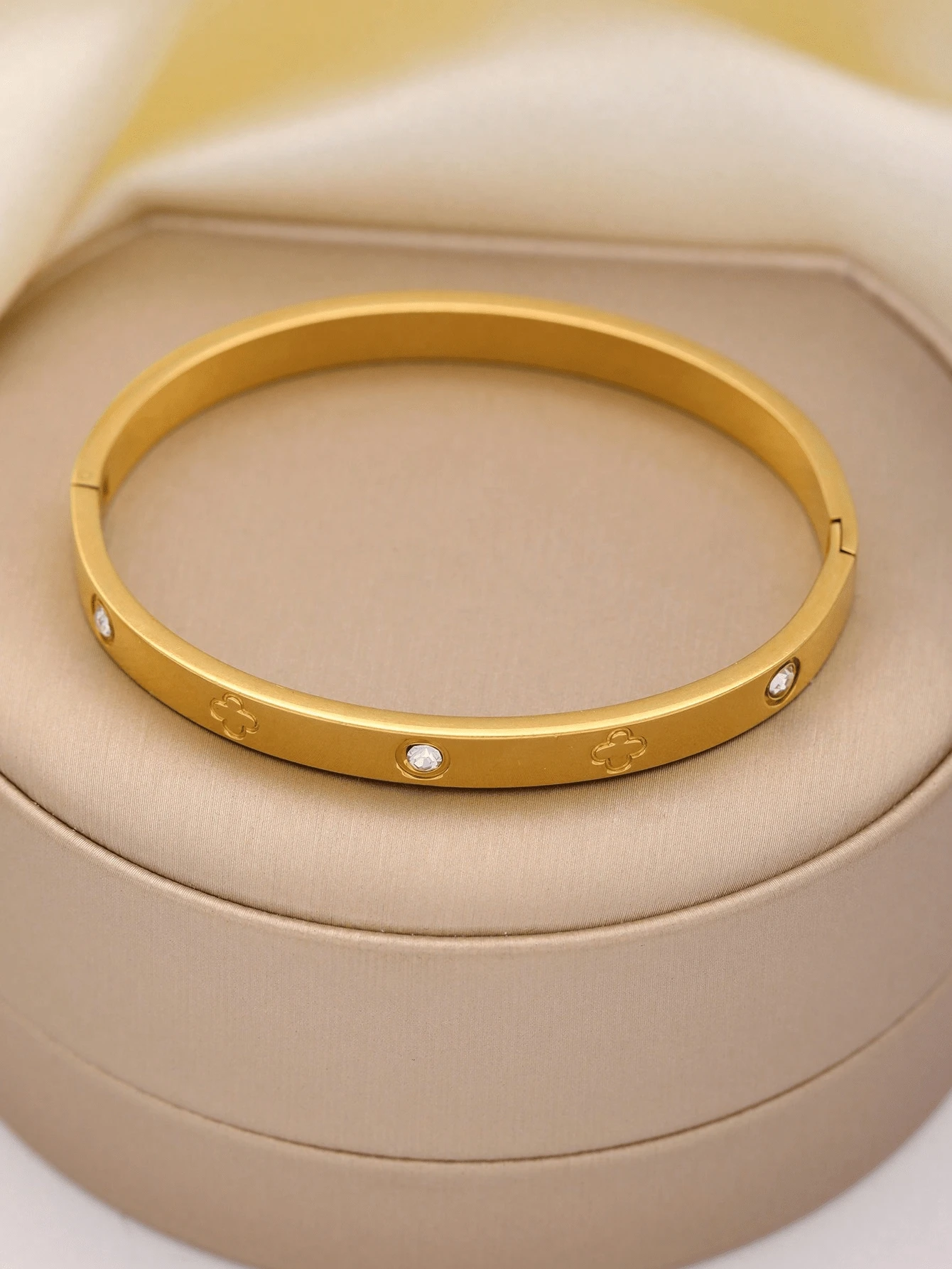 18K Gold Plated Open Clasp Bangle Bracelet Stainless Steel Cuff Bracelets Screw for Women Men Stainless Steel Bangles With Cubic