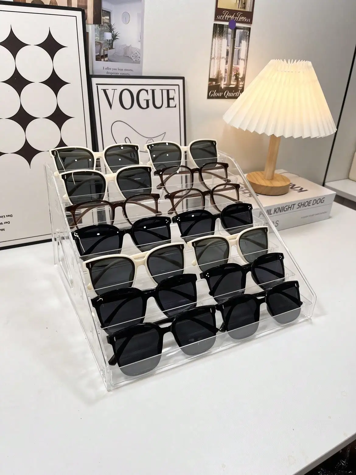

Clear Acrylic 5-Tier Sunglasses Display Stand for Home or Retail Use