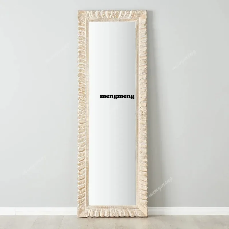 H134 European retro border art carved floor mirror French living room entrance wall hanging dressing mirror