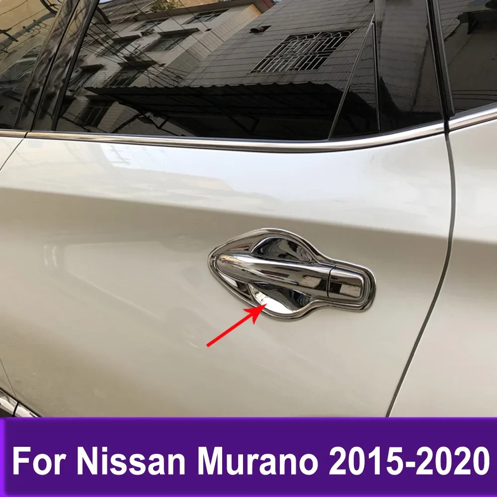 

Chrome Side Door Handle Bowl Cover Trim Car Sticker Styling Accessories For Nissan Murano 2015 2016-2018 2019 2020 2021 2022