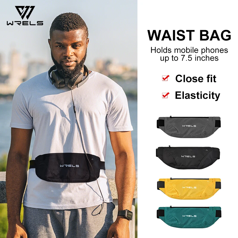 WRELS Waist Bag Outdoor Running Cycling Bag Waterproof Sports Fanny Pack Mobile Phone Case Gym Jogging Run Pouch Belt Bag