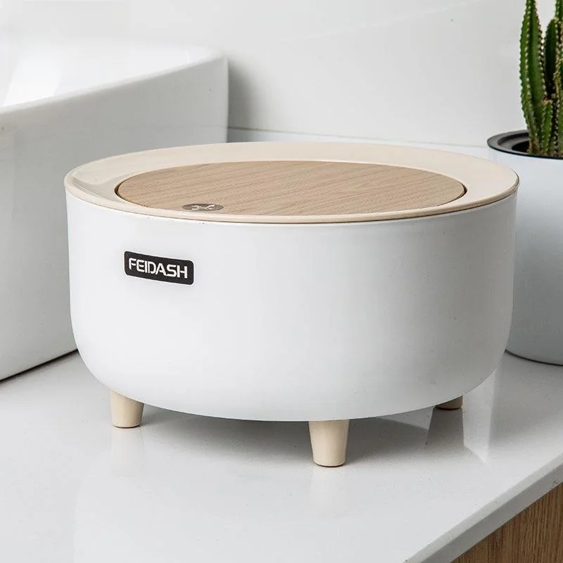 

Nordic Creative Small Desktop Garbage Can Large Capacity Press Plastic Simulated Wood Grain Home High Foot Trash Can