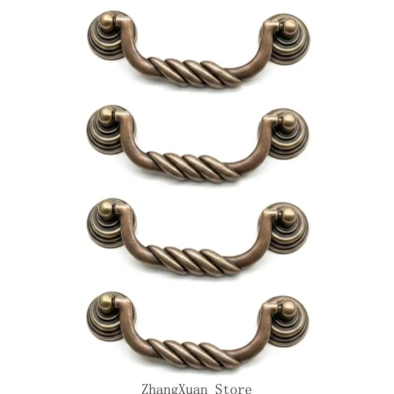 Schrankgriffe Seilstil, bronzefarbene Metall-Schubladengriffe, 4er-Pack mit runden Rückplatten, Befestigungsschrauben und – Detail 9