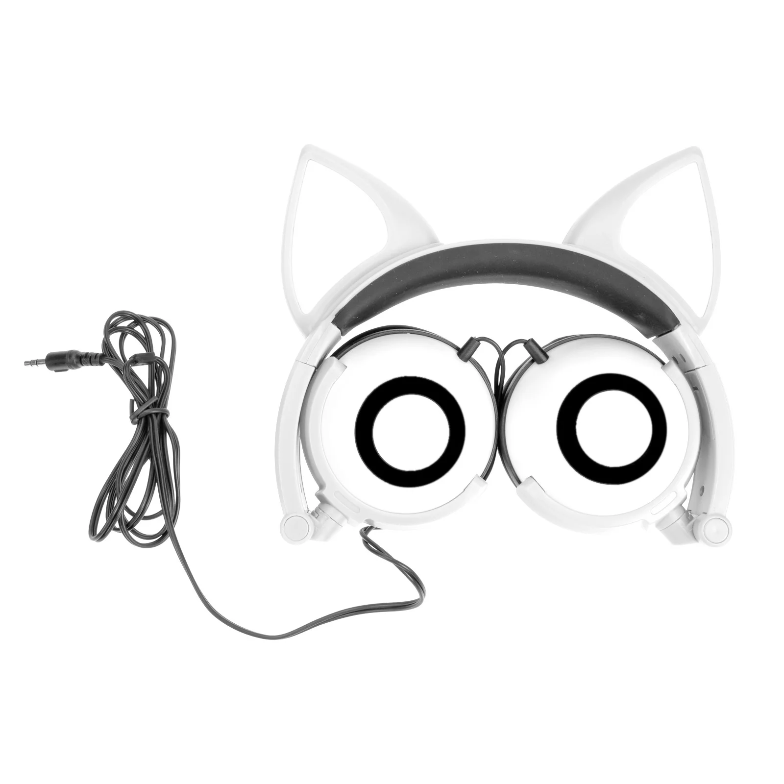 

Headphones Glowing 's Cat Adjustable with Cord White Earphones for