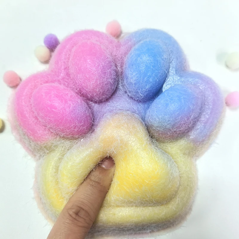 14cm Gradient Color Cat Paw Pinch Decompression Toy Squishy Fidget Toy Relax Squeeze Toy Slow Rebound Stress Relief Cat Claw Toy