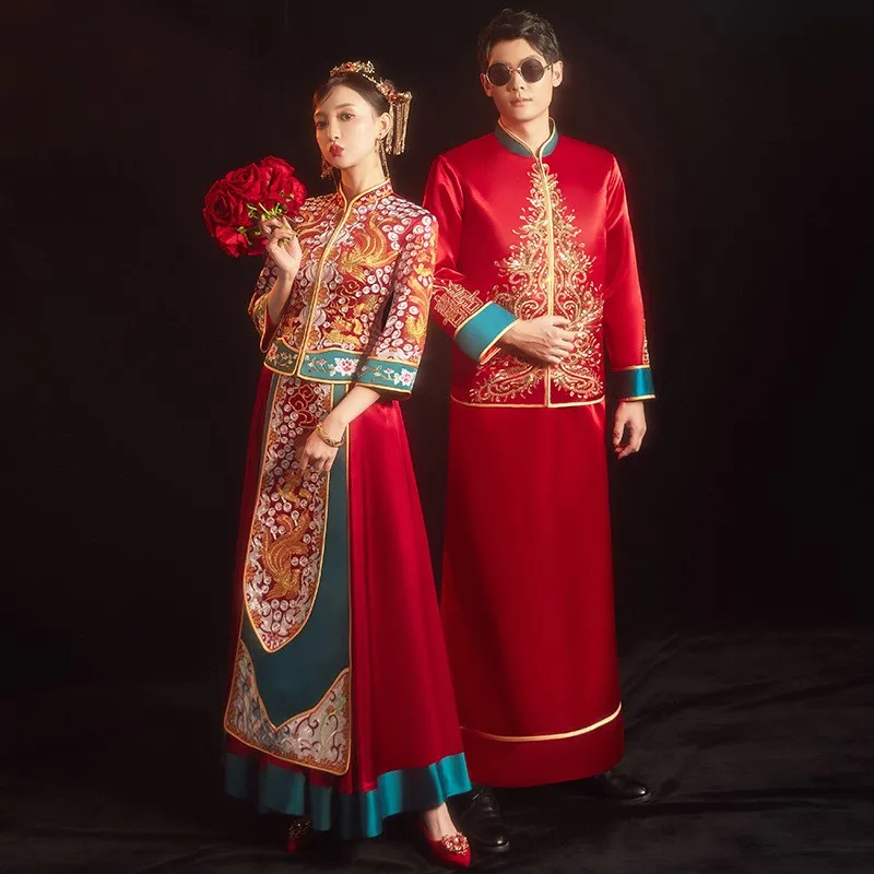 

Элегантные и модные новые свадебные платья в китайском стиле для пар, одежда