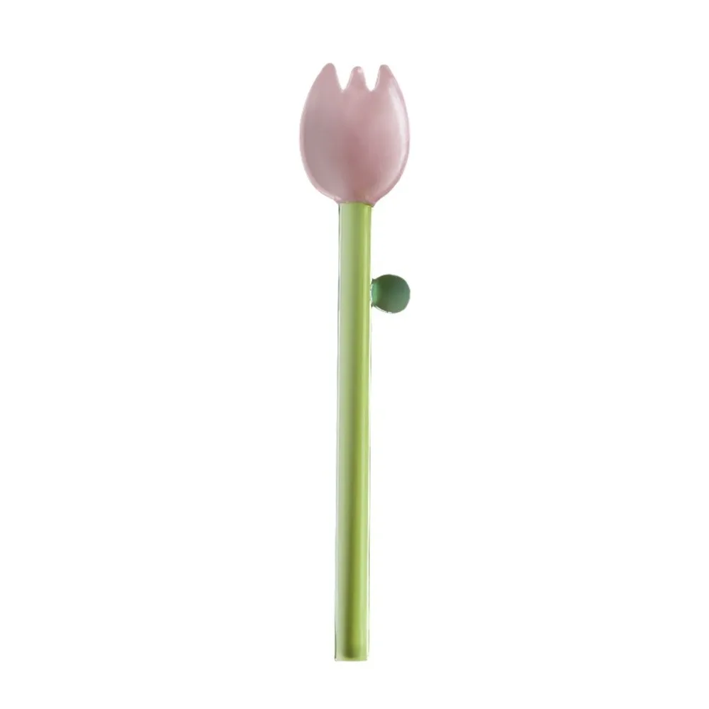 

Transparent Long Handle Glass Spoon Colored High Borosilicate Dessert Spoon Elegant Heat Resistant Coffee Stirring Spoon