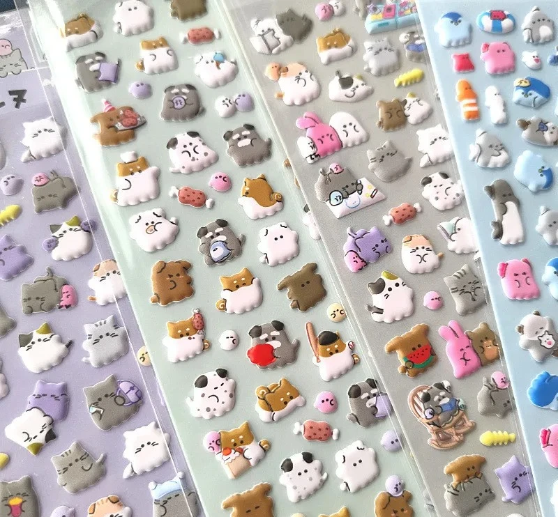 

4 шт. милые очаровательные наклейки из ЭВА с пузырьками в виде животных — несколько стилей милого мультяшного декора, идеально подходящие для скрапбукинга, дневника и тетради