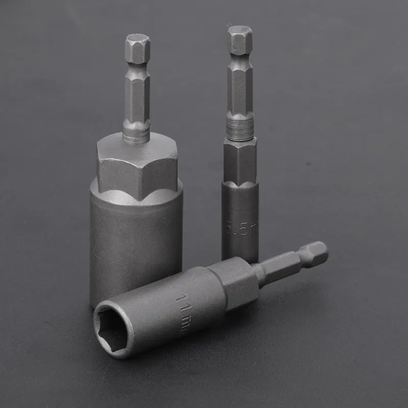 XCAN Impact Sockets 5.5-19MM 80mm Length Deepen Nut Driver Drill Bit 6.35MM Hex Shank Impact Socket Adapter for Power Tools