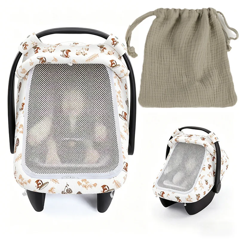 Summer Baby Car Seat Cover for Boys Girls with Breathable Window Lightweight Infant Car Seat Canopy Car Seat Covers for Babies 4