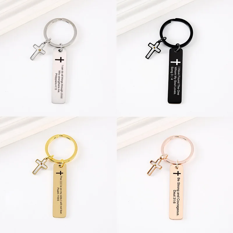 Stainless Steel Cross Keychain DIY Keyrings Jewelry Wholesale