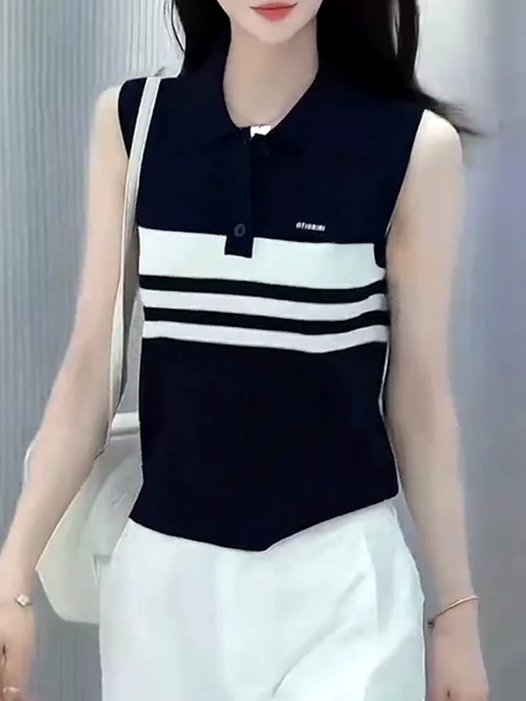 

Sli Ne Knitted Sweater Svel Vest Women's Summer New Design Slimming Top Casual Universal Fit Color