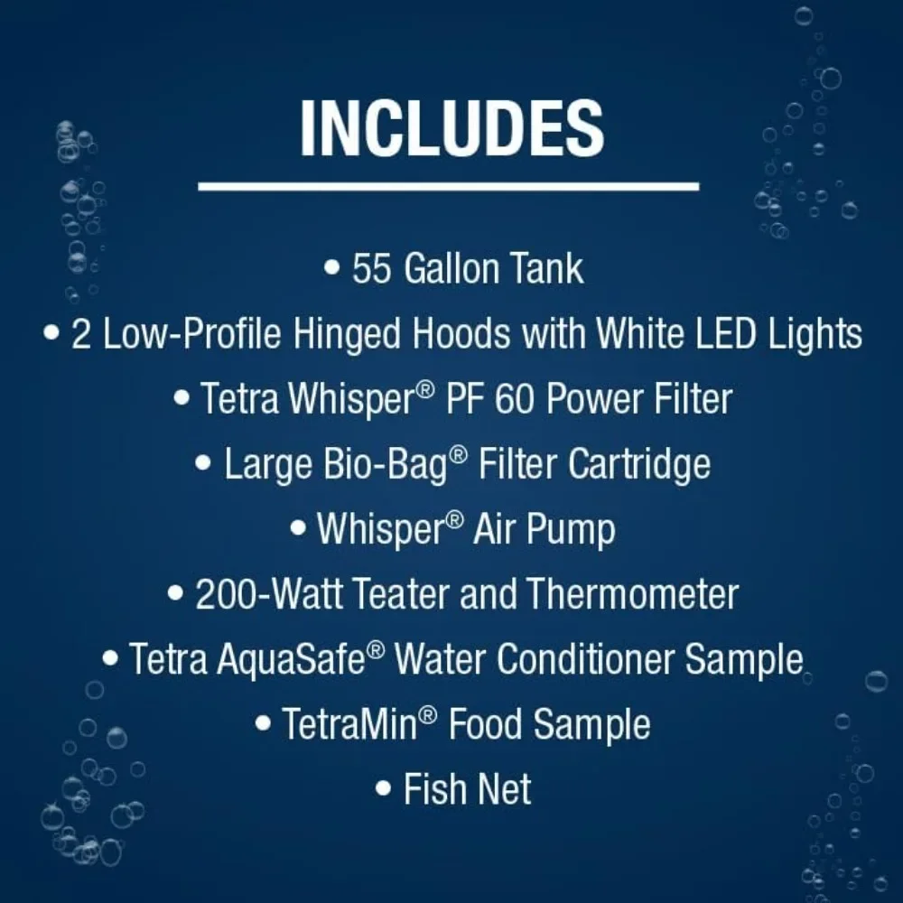 Complete LED Aquarium 55 Gallons, Includes LED Lighting Filtration Heater and Accessories FILTER INCLUDED EASY TO SET UP