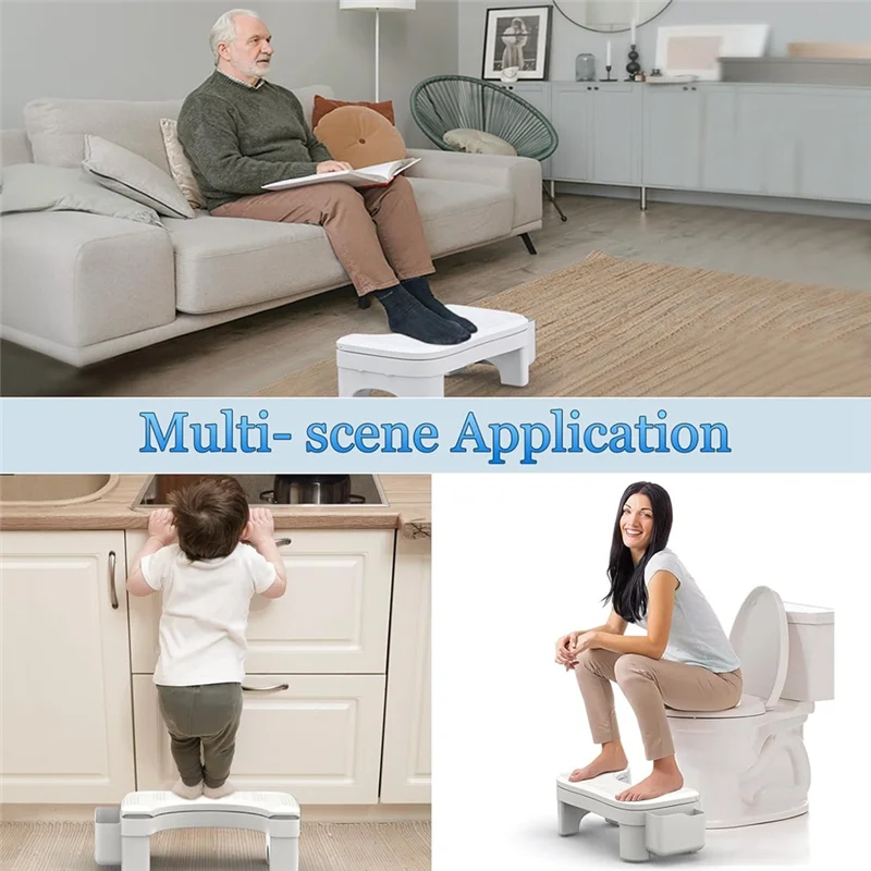 

Toilet Stool Squat Adult, Height Adjustable Poop Stool For Bathroom With Storage Box, Portable Non-Slip Potty Step Stool-AT30