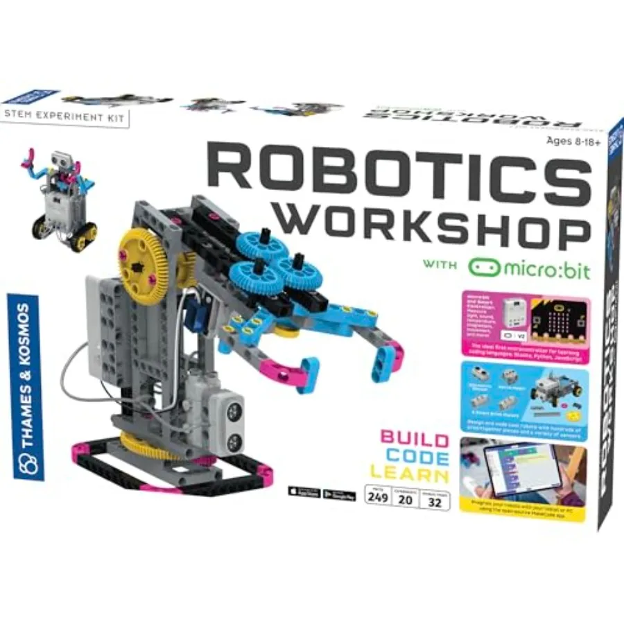 

STEM building coding kit for robotics workshop: motorized robots, plastic parts, gray-blue color, 14 projects with BBC micro:bi