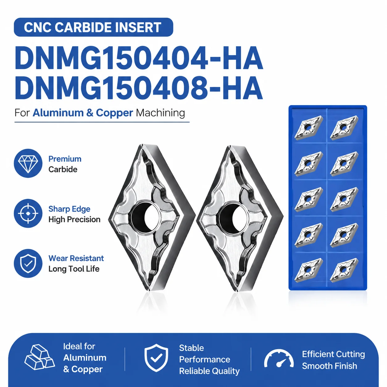 CNC-Drehwendeplatten für Aluminium DNMG150404‑HA DNMG150408‑HA zur Bearbeitung von Aluminium- und Kupferwerkstücken – Detail 1
