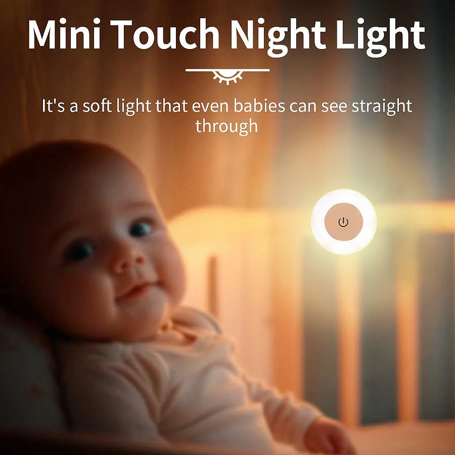 

Touch Glow Night Light Three Color Temperature Adjustment Easy Installation For Bedroom Bathroom Mini Magnetic Bedside Lamp