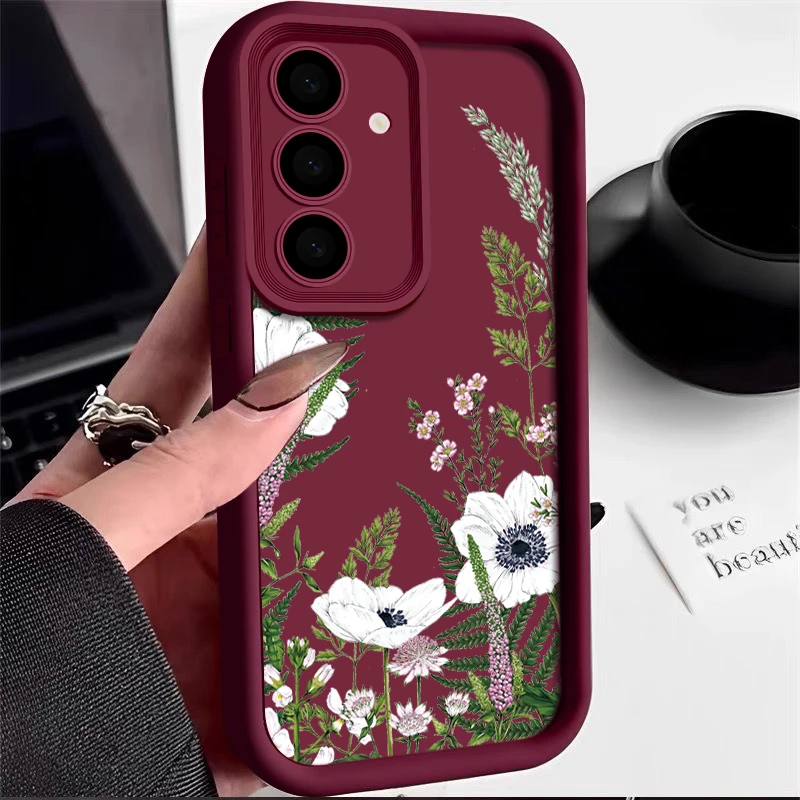 Shockproof Lavender Flowers Phone Case For Samsung Galaxy A55 A54 A35 A15 5G A34 A14 A53 A52 S20 S21 FE S22 S23 S24 Ultra Capa