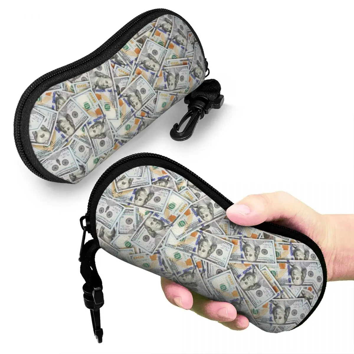 Custom US Dollars Pattern Shell Eyeglasses Protector Cases Fashion Sunglass Case Money Glasses Pouch