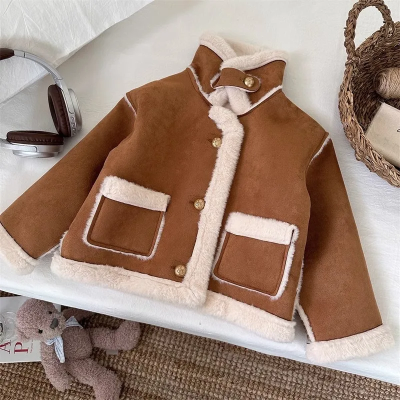 

Girls Thick Coats Winter 2025 Children Warm Velvet Jackets For Baby Girl Clothes Tops Kids Fur Outerwear Parkas Outdoors Coat 7Y