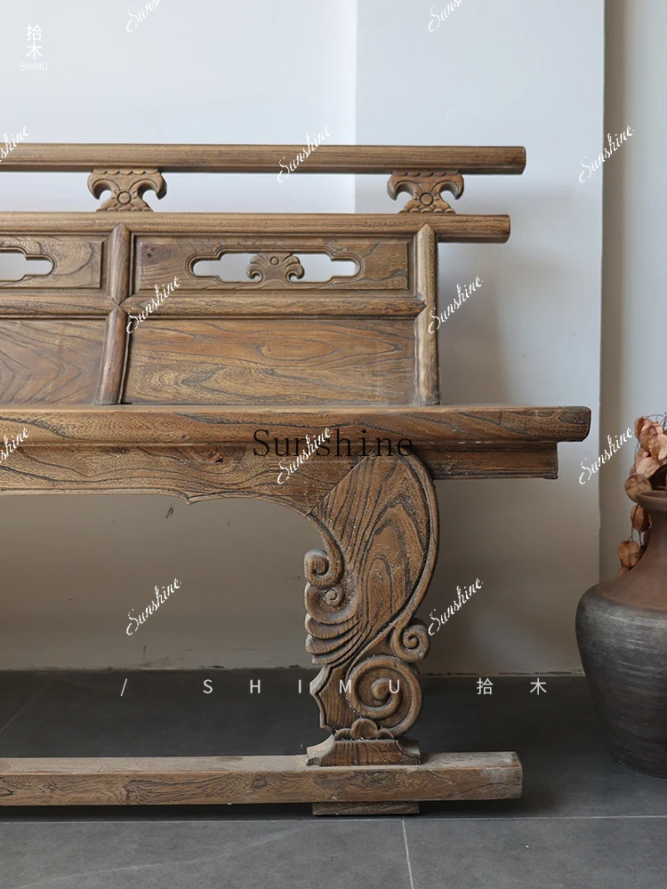 Row chair backrest bench Chinese solid wood antique and old  FT