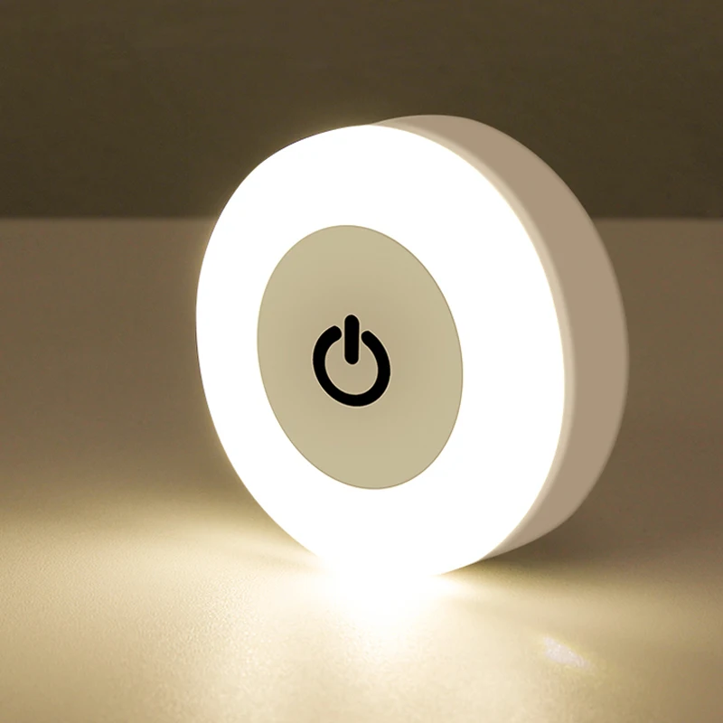 Mini LED Touch Sensor Night Lights, Lâmpada de parede portátil, 3 modos de escurecimento, USB Recarregável, Sala de estar, Corcorredor, Quarto, Base magnética