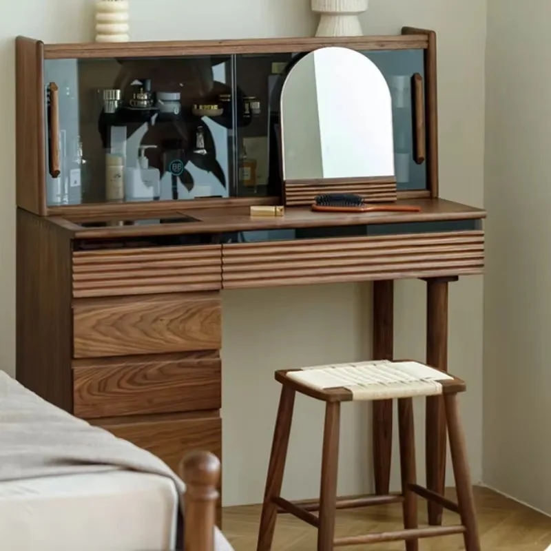 

Aesthetic Wooden Vanity Table Storage Nordic Luxury Salon Makeup Dresser Drawers Solid Wood Meuble Coiffeuse Home Furniture