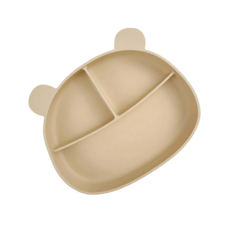 

J15U Bear Shaped Silicone Baby Dish Meal Tray with Suction Bottom for Infants Promotes Feeding and Good Eating Habits