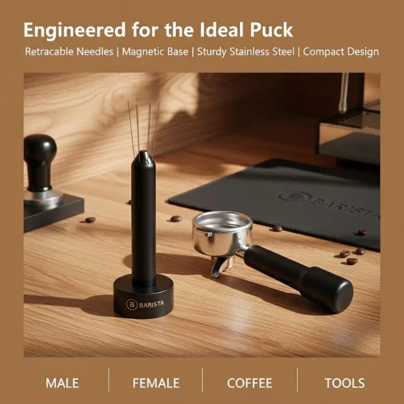 

Espresso Distribution Tool, Tamper With Retractable Stainless Steel Needle, Stirrer Tool For Barista-Grade Precision Brewing