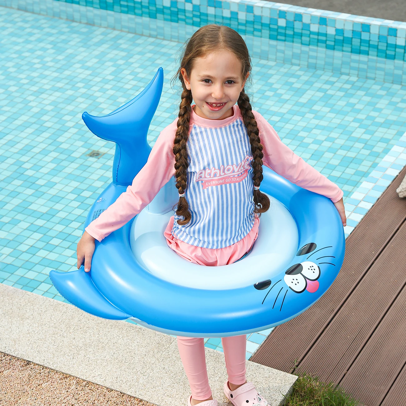 1 unidad de flotadores de piscina con estampado de tiburones, anillo de natación de verano, ayuda para nadar en la playa y la piscina, juguetes de playa Gea de seguridad en el agua para fiesta en la piscina
