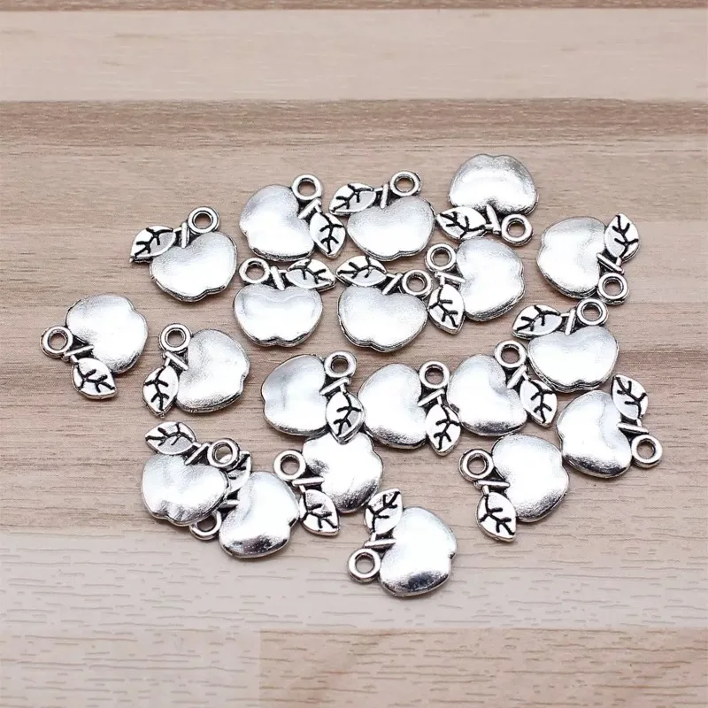 340 Stück antiksilberfarbene Apfel-Anhänger, 11 x 10 mm, DIY-Armbänder, Schmuckherstellung # 3303 Großhandel – Detail 2