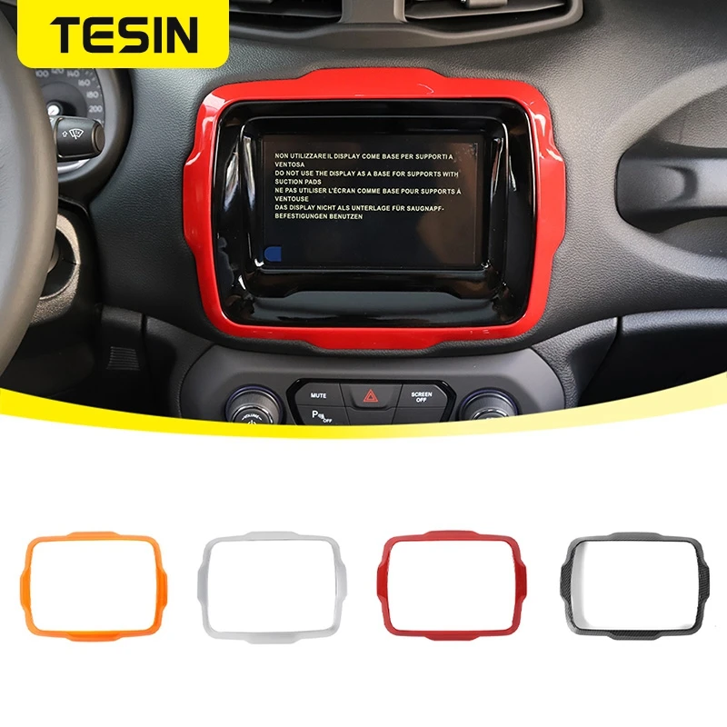 TESIN Car GPS Navigation Decoration Cover Frame Stickers for Jeep Renegade 2018 2019 2020 2021 2022 2023 Up Interior Accessories