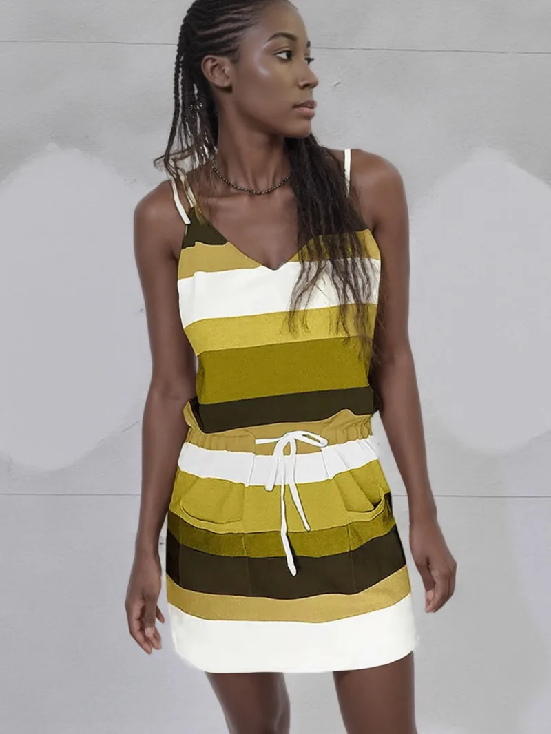 Sleeveless Dress For Women Clothing 2025 Summer Vacation Pullover Beach Sundress Female Korean Fashion Slim Sexy Dress V5CZ