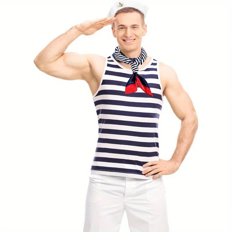 セーラーハット スカーフ付き ボートキャプテンハット 女性用 ハロウィン仮装パーティー コスチュームアクセサリー 男性用 大人用 コスプレ