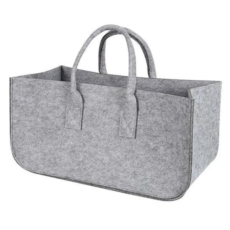 Accessory Decoration Stylish Storage Bag Newspaper Picnic Clothes Felt Firewood Shopping Travel Basket Light Grey