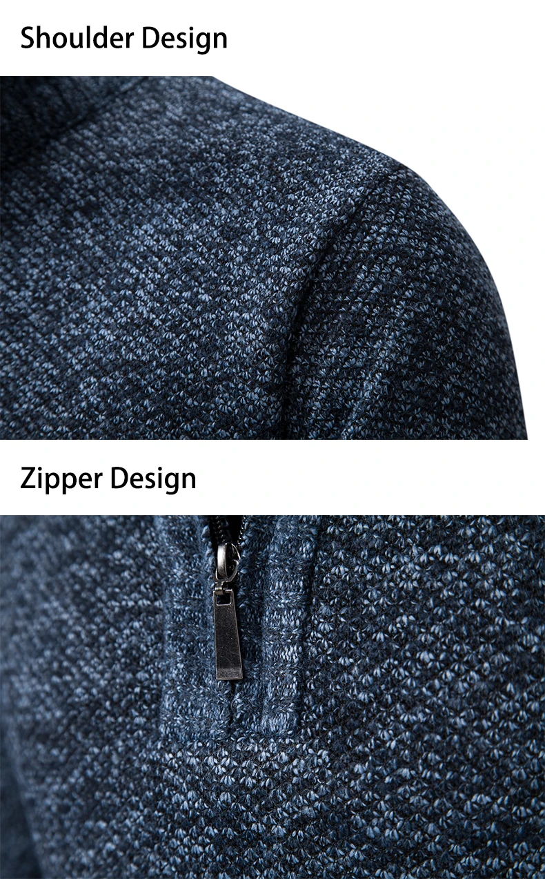 Herren Pullover Herbst und Winter neue Strickwaren einfarbig mit einem unteren Hemd greifen Fleece warmen und bequemen Pullover – Detail 17